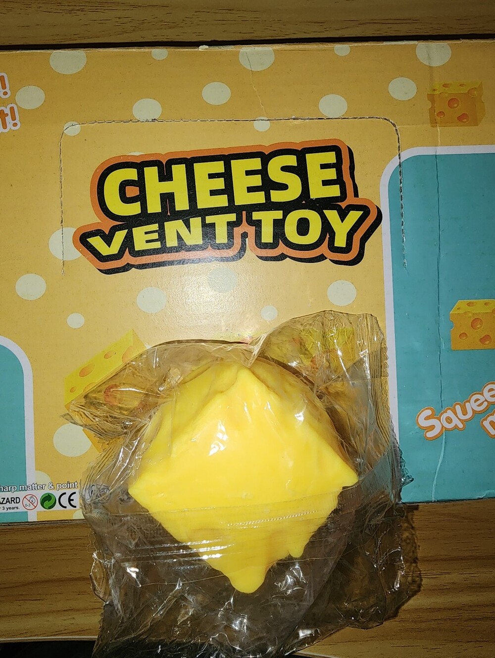1 Piece Cheese Vent Toy Squeeze Stress Reliever - Yellow